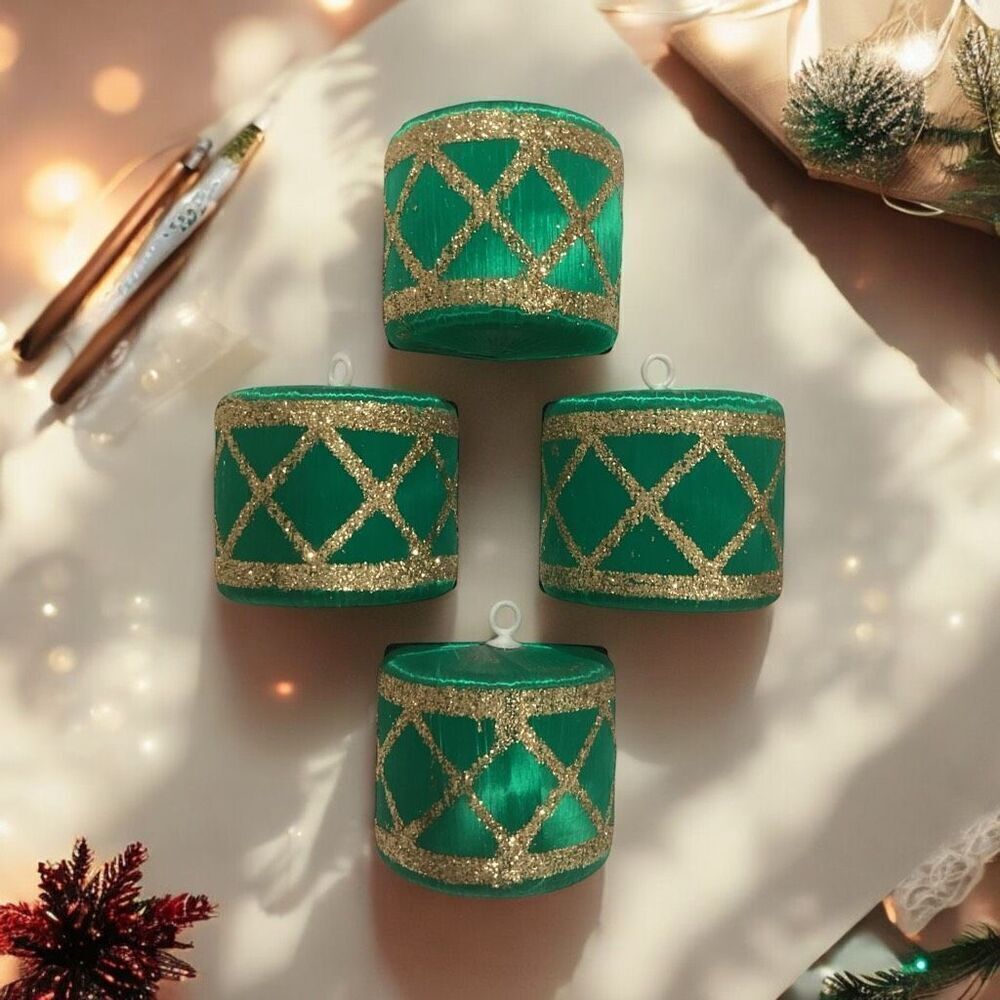 Vintage Adorable Drum Ornaments Set of 4